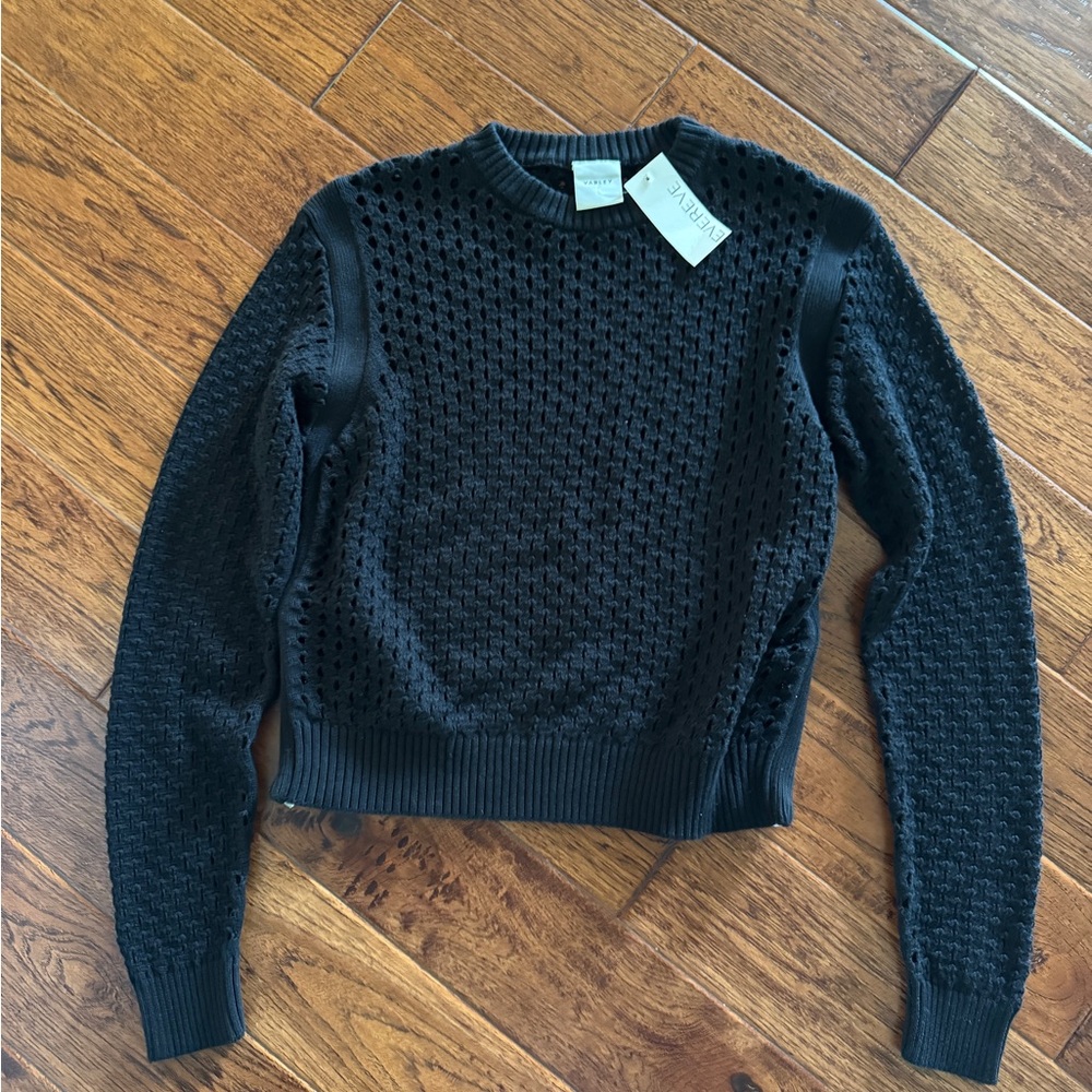 Varley Black Textured Crew Neck Sweater-Medium